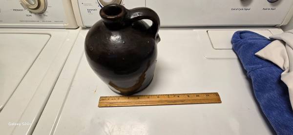 Antique Brownware Whiskey Jug 1