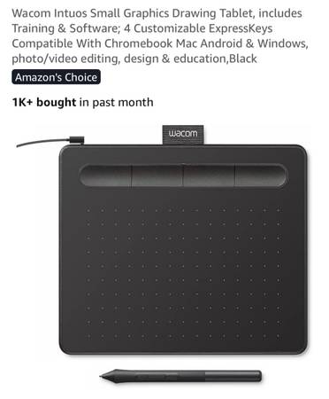 WACOM Intuos Small Graphics Drawing Tablet Training Software Customizable Keys 1