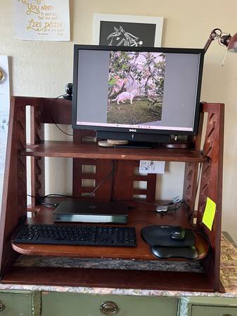 Modular wooden sit or stand desk 1