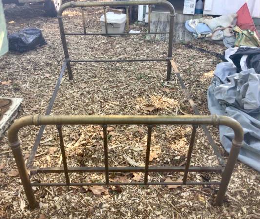 Circa 1910 Antique Solid Brass Twin Sized Bed 1