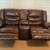 Brown Faux Leather Loveseat Double Recliner 2 thumbnail