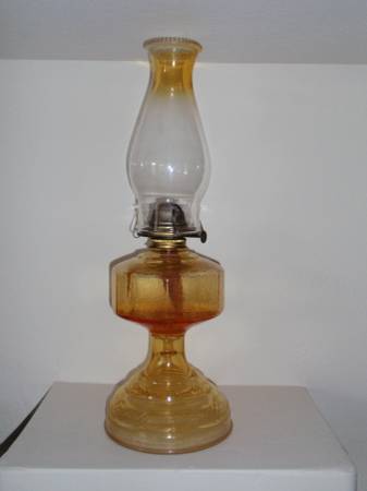 //-ANTIQUE TINTED OIL LAMP 1