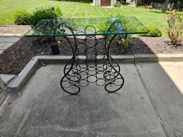 Glass Side Table with Built in Wine Rack 1