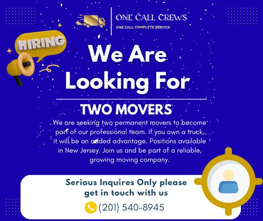 Hiring Movers – One Call Crews (New Jersey) 1
