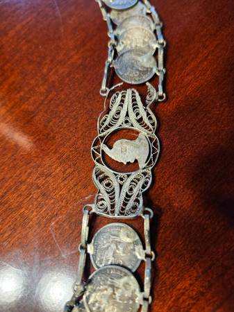 Vintage Coin Bracelet – Silver Filigree – Heavy & Unique 1