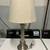 White Shade Silver Bedside Night Table Living Room Bedroom Lamp Light 1 thumbnail