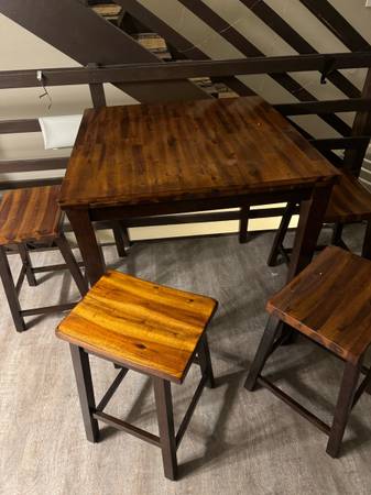 Solid wood counter height table and stools 1