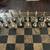 Vintage Renaissance Chess Set /Metal Pieces & Leather Chess Board 15 thumbnail