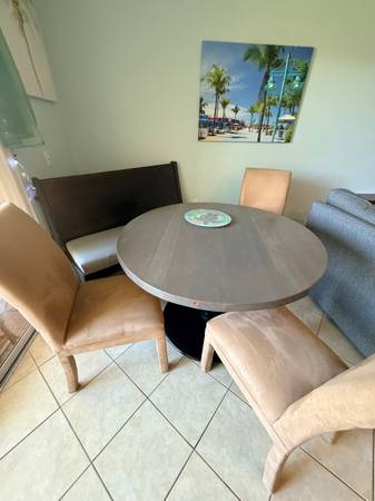 Dining table, chairs and bench 1