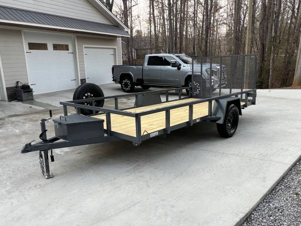 New 6.5ft x 14ft Single Axle Trailer, Box, Spare & Spring Assist Gate 1