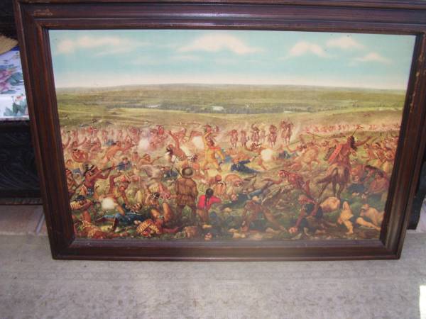 Huge "Custer's Last Fight" chromolithograph circa 1900 1
