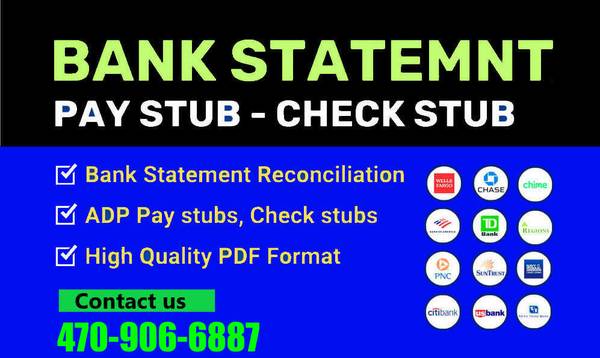 HAVING APPROVAL ISSUE WE MAKE PAY BANK CHECK STATEMENTS STUBS AND MORE 1