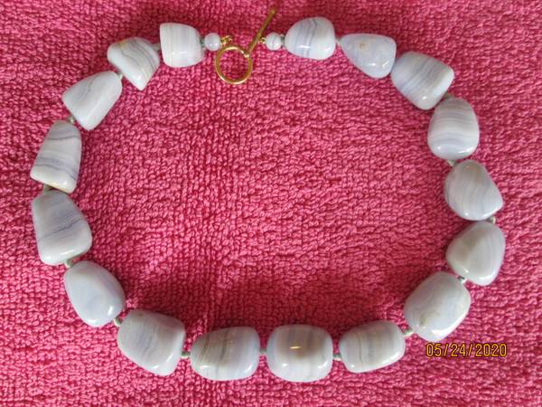Lace Blue Agate Chunky Beaded Necklace - $100 (Upper East Side)63471376138753120