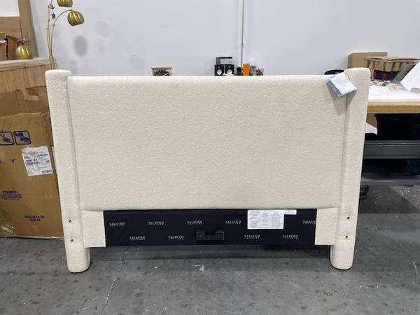 AllModern Dart Soft White Boucle Upholstered Headboard QUEEN Size 1