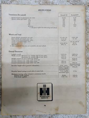 International harvester Farmall tractor owners manual 1