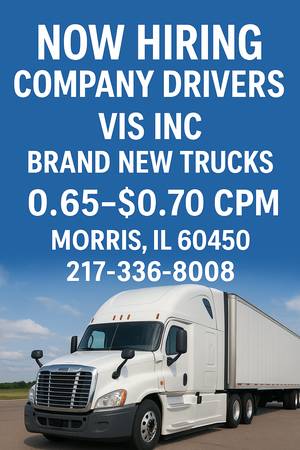 Company Driver CDL A – OTR $0.80/$0.65 Mileage from 3500 to 7000 1