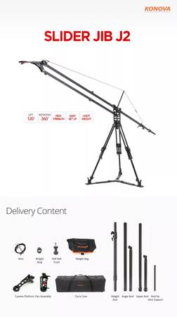CAMERA JIB CRANE KONOVA J2 CAMERA SLIDER. $600 VALUE. 1