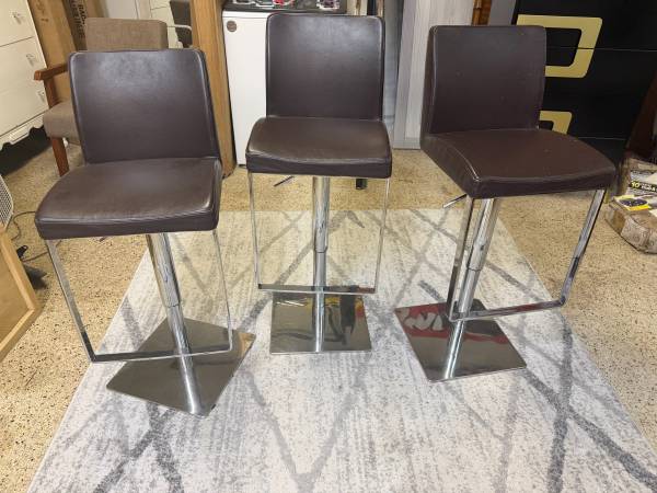 3 Modern Adjustable Chrome Counter Stools 1