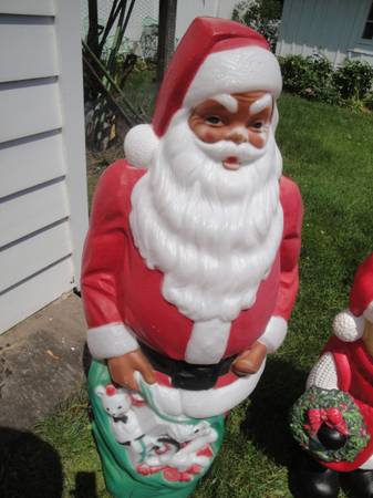 Christmas blow mold Black Santa Light Cord Green Sack Toys Light Cord 1