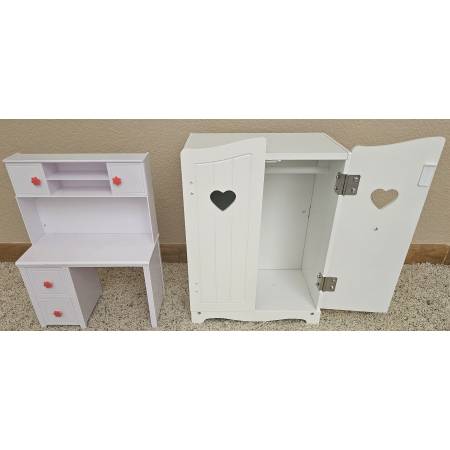 18" Doll Desk and Wooden Closet for American Girl Our Generation 1