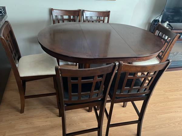 Dining table and six pub height chairs 1