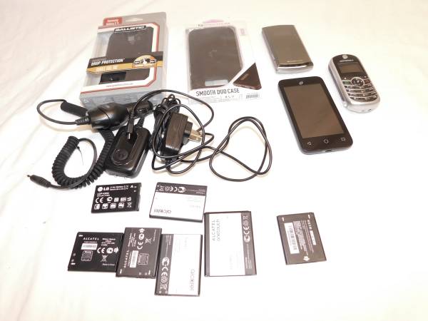 GRAB BAG OF CELL PHONES, CHARGERS, BATTERY'S, CASES ~ CELLULAR PHONE 1