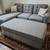 Like New Light Grey Linen Sectional Sofa +XL Ottoman 1 thumbnail