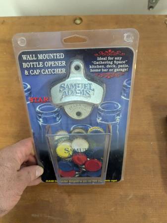 NEW Samuel Adams wall mounted bottle opener and cap catcher 1