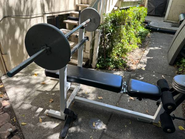 Weight Bench and Weights - $95 (san mateo)63471197910401122