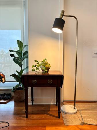 Modern Brass Standing Floor Lamp with Solid Marble Base (57") 1