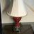 Vintage Elmira Large Red Ceramic Table Lamp w/ Dark Bronze Accents 1 thumbnail