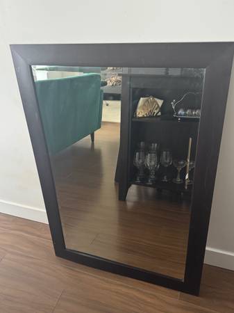 2 Stylish Brown Wood Frame Mirrors 1