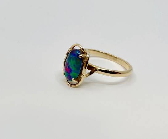 10K Yellow Gold Opal Mosaic Triplet Ring 1