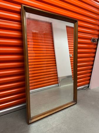 Midcentury mirror Strata Unagusta wood frame large 1
