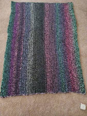 BLACK with MULTI COLOR GLITTER YARN - CROCHET THROW BLANKET 1