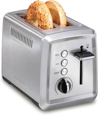 Hamilton Beach 2 Slice Toaster wide bagel slots stainless steel 1
