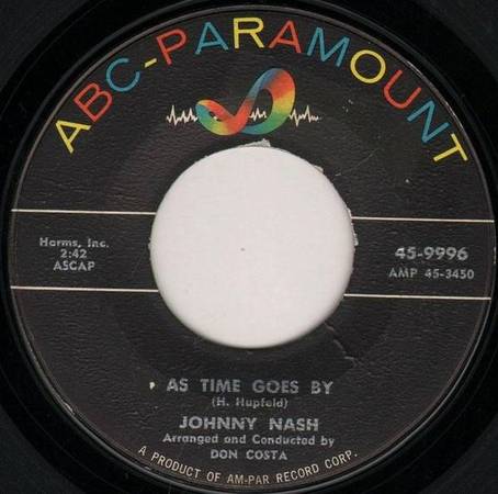 1959 JOHNNY NASH "AS TIME GOES BY / THE VOICE OF LOVE" 45 rpm RECORD 1
