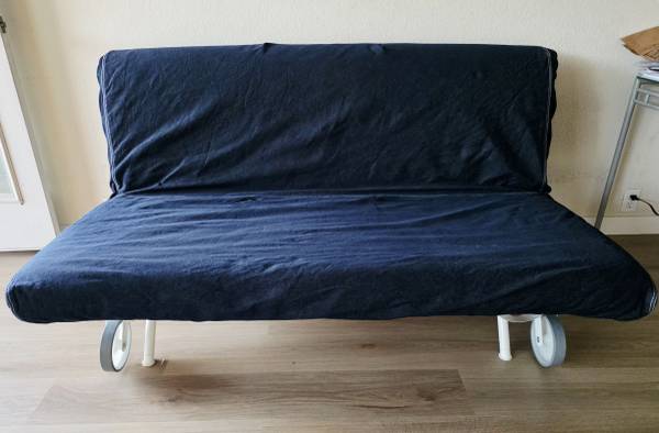 Sofa sleeper bed / Futon with wheels, includes thick denim machine washable cove 1