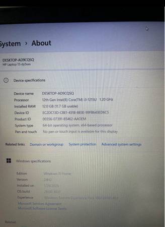 Laptop HP de 15,6" con Windows 11, 12 GB de RAM - $150 (Cupertino)63471130368003123