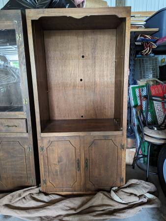 Tall MCM solid wood Birch Display Cabinet 1