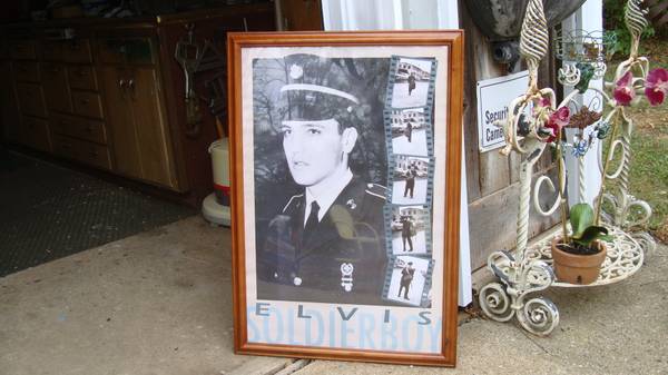 27 by 39 framed pic of Elvis in the service 1