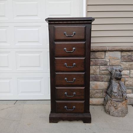 Vintage Rustic Lodge Pine Dresser Tall Skinny Dresser 1
