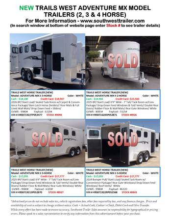 NEW TRAILS WEST-ADVENTURE MX AT SOUTHWEST TRAILER SALES (760) 788-8900 1