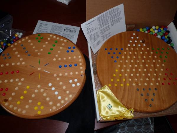 Handmade double-sided games: Aggravation, Barricade, Chinese Checkers 1