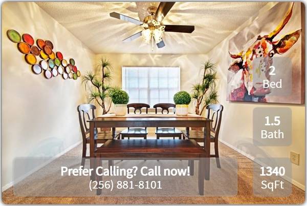 $1,189 / 2br - 1340ft2 - 2 BR/1.5 BA that'll make your pet's tail wag! Pet-loving community. (Huntsville)63658776487425121