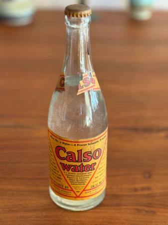 Vintage Calso Water Bottle San Francisco CA Full Sealed Paper Label Em 1