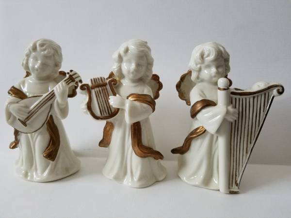 Glazed Porcelain Angels with Gold Accents 1