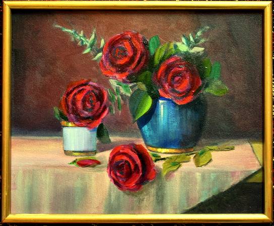 Red Roses in Oil   12x14 1