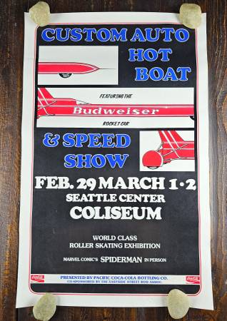 Custom Auto Hot Boat & Speed Show Budweiser Rocket Car Seattle Poster 1