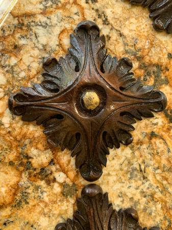 5 Inch SQUARE DECORATIVE HAND CARVED WOOD DESIGNER WALL MEDALLION EACH 1